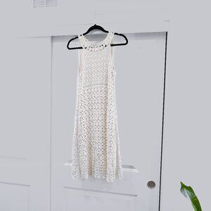 Diane Von Furstenberg Medium Ivory Crochet Knit Dress Beach Vacation